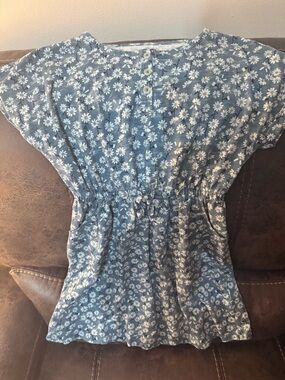 Lands' End Blue Floral Cotton Dress for Girls